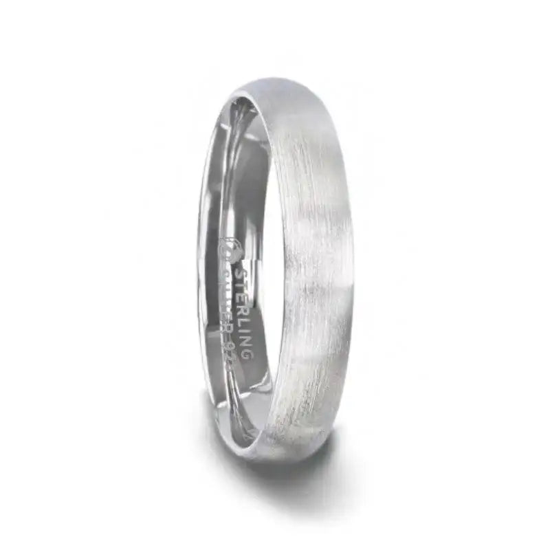 EMPEROR Silver Brushed Finish Domed Wedding Band - 4mm & 8mm