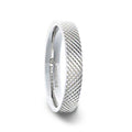 NOBLE Silver Cross-Hatched Finish Flat Style Wedding Band - 4mm & 8mm