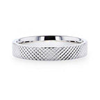 NOBLE Silver Cross-Hatched Finish Flat Style Wedding Band - 4mm & 8mm