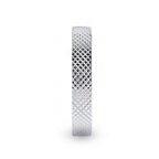NOBLE Silver Cross-Hatched Finish Flat Style Wedding Band - 4mm & 8mm