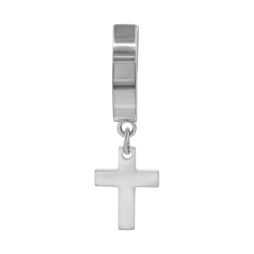 Cross Pendant Huggie Hoops 14K Gold Plated Silver Black Earrings