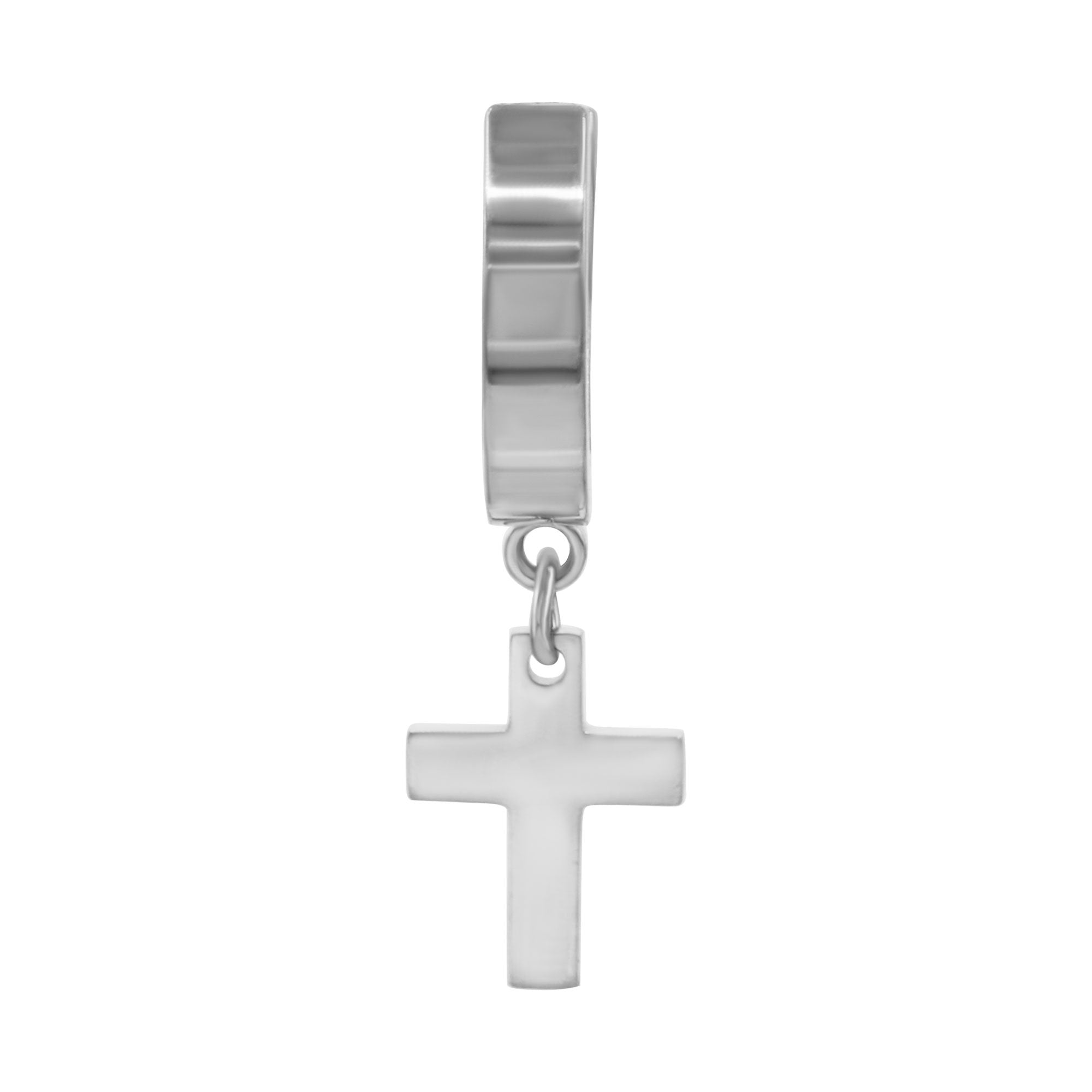 Cross Pendant Huggie Hoops 14K Gold Plated Silver Black Earrings