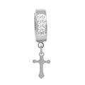 Cubic Zirconia Cross Pendant Huggie Hoops 14K Gold Plated Silver Black Earrings
