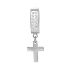 Cubic Zirconia Cross Pendant Huggie Hoops 14K Gold Plated Silver Black Earrings