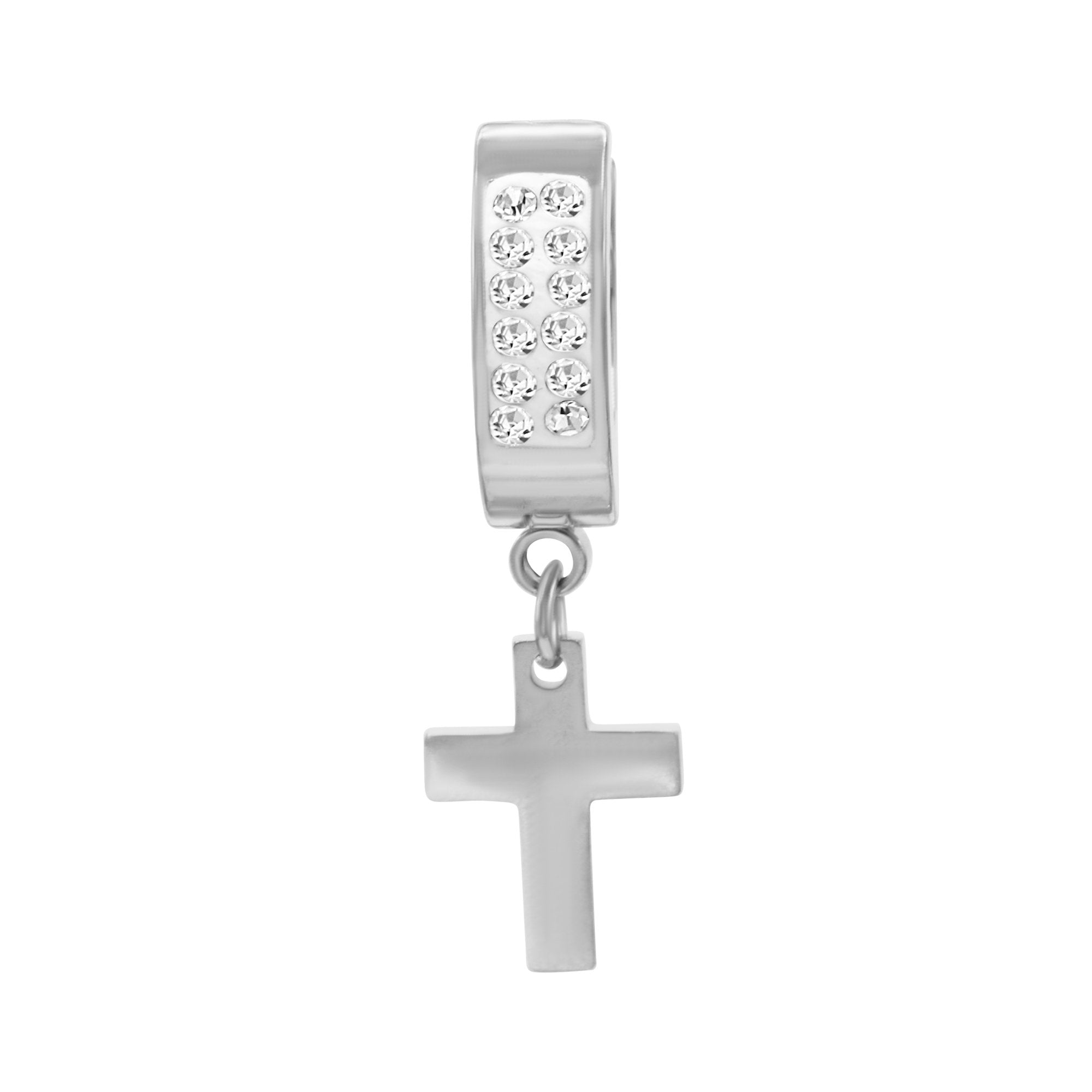 Cubic Zirconia Cross Pendant Huggie Hoops 14K Gold Plated Silver Black Earrings