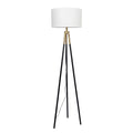 Sway Brassed Gold Floor Lamp with On/Off Switch Triple Legs White Fabric Shade