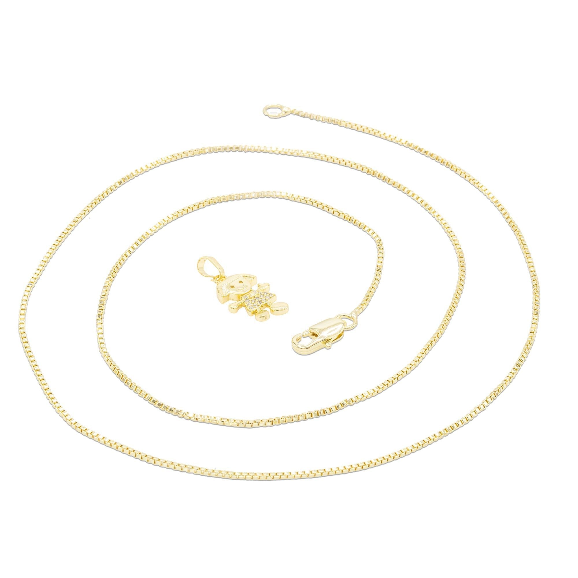 Happy Girl Cubic Zirconia Pendant With Necklace Set 14K Gold Filled