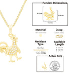 Rooster Cubic Zirconia Pendant With Necklace Set 14K Gold Filled