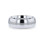 NELSON Domed Titanium Ring with Brushed Stripe - 8mm