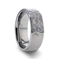 MINISTER Titanium Ring with Raised Hammered Finish and Polished Step Edges - 8mm