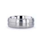 UPTON Titanium Brushed Finish Men’s Wedding Ring with Polished Grooved Center - 8mm