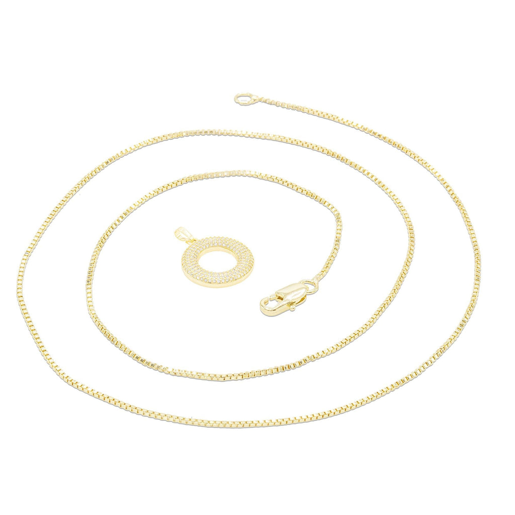 Round Cubic Zirconia Pendant 14K Gold Filled Necklace Set Women Jewelry