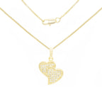 Cubic Zirconia 14K Gold Filled Double Hearts Pendant Necklace Set