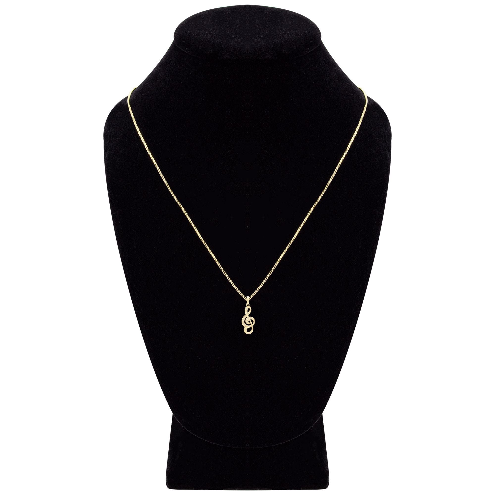 Cubic Zirconia 14K Gold Filled Music Note Pendant Necklace Set