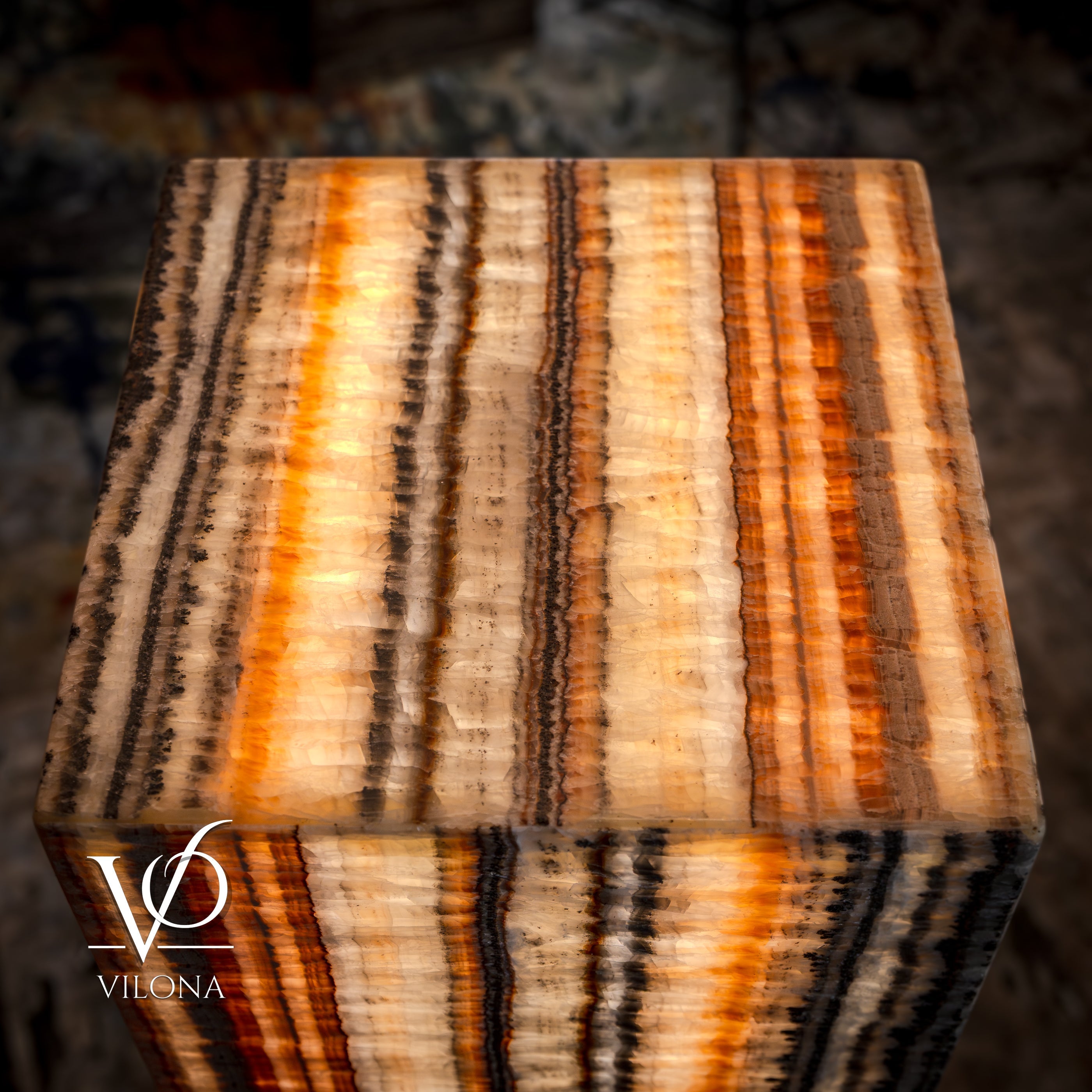 Tangerine Onyx Floor Lamp - Medium - 51.5"H x 12"W - Square