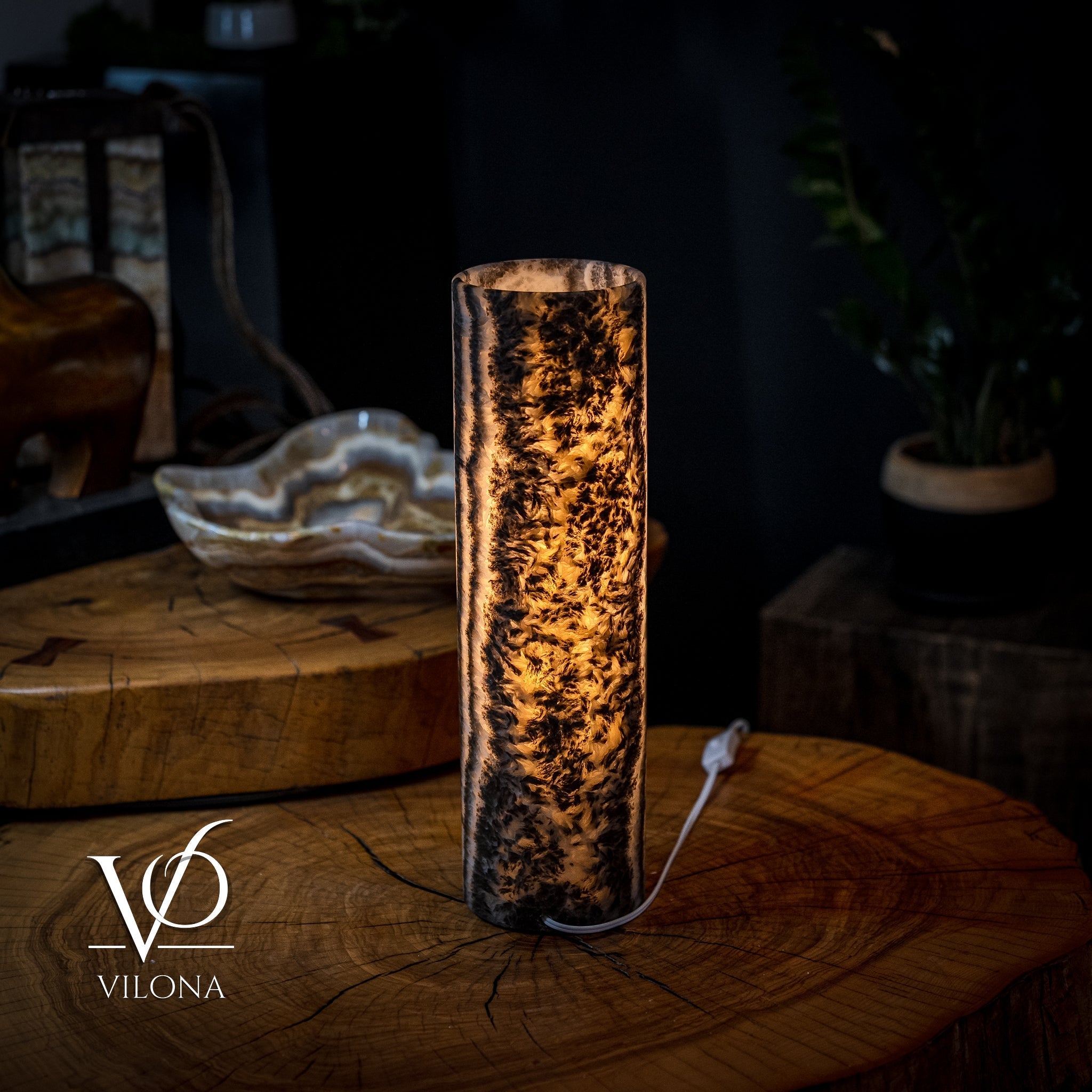 Tangerine Crystal (Onyx Table Lamp #30)