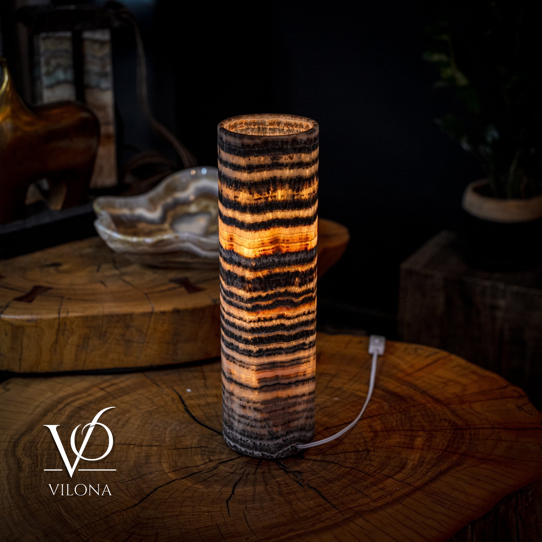 Tangerine Crystal (Onyx Table Lamp #32)