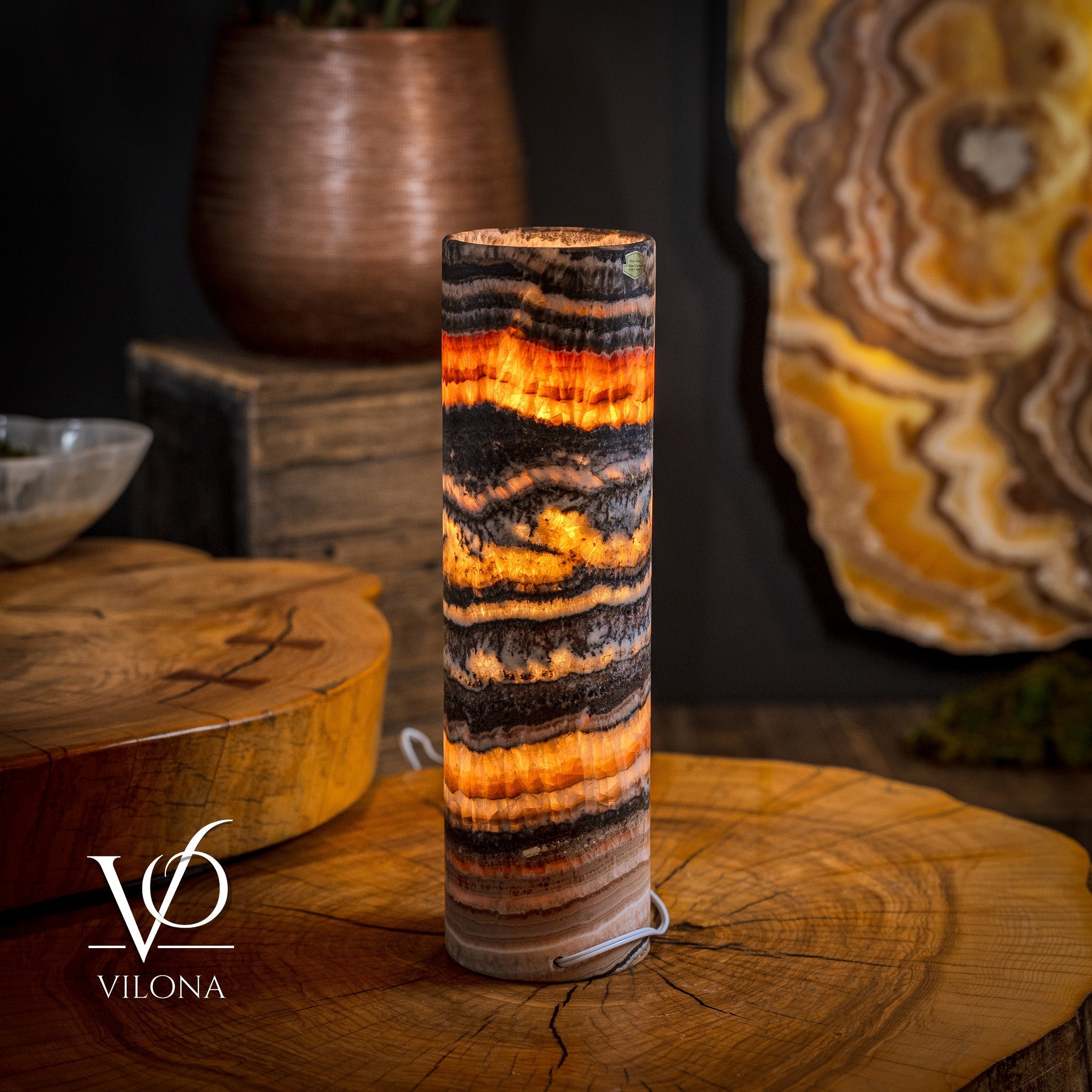 Tangerine Crystal (Onyx Table Lamp #40)