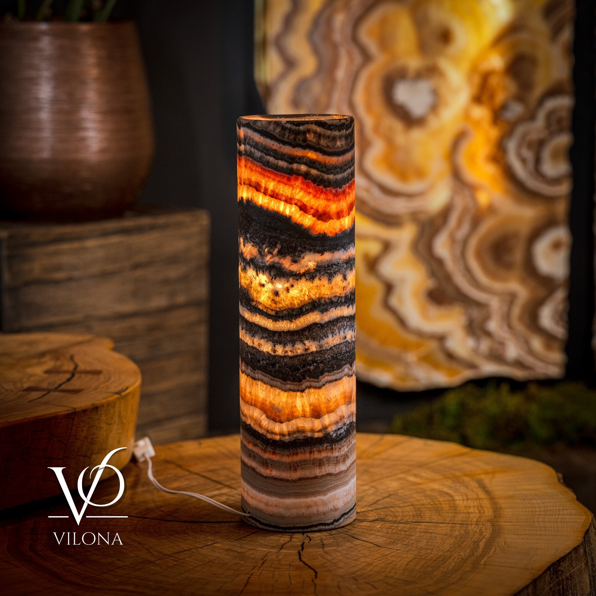 Tangerine Crystal (Onyx Table Lamp #41)