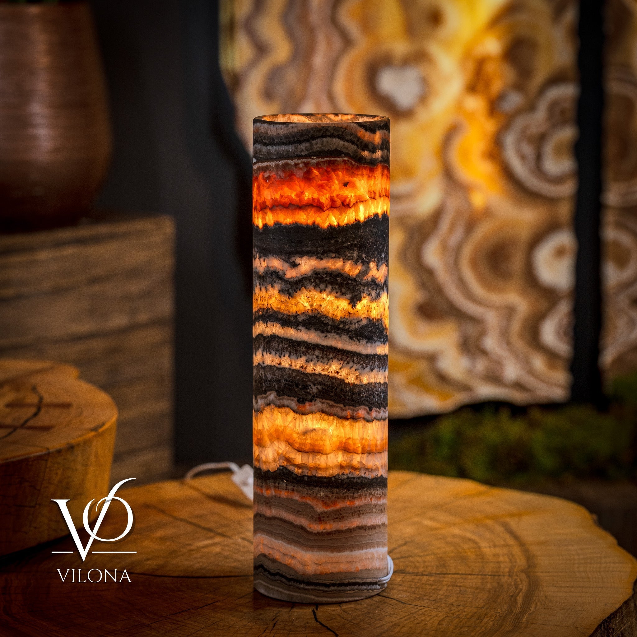 Tangerine Crystal (Onyx Table Lamp #41)