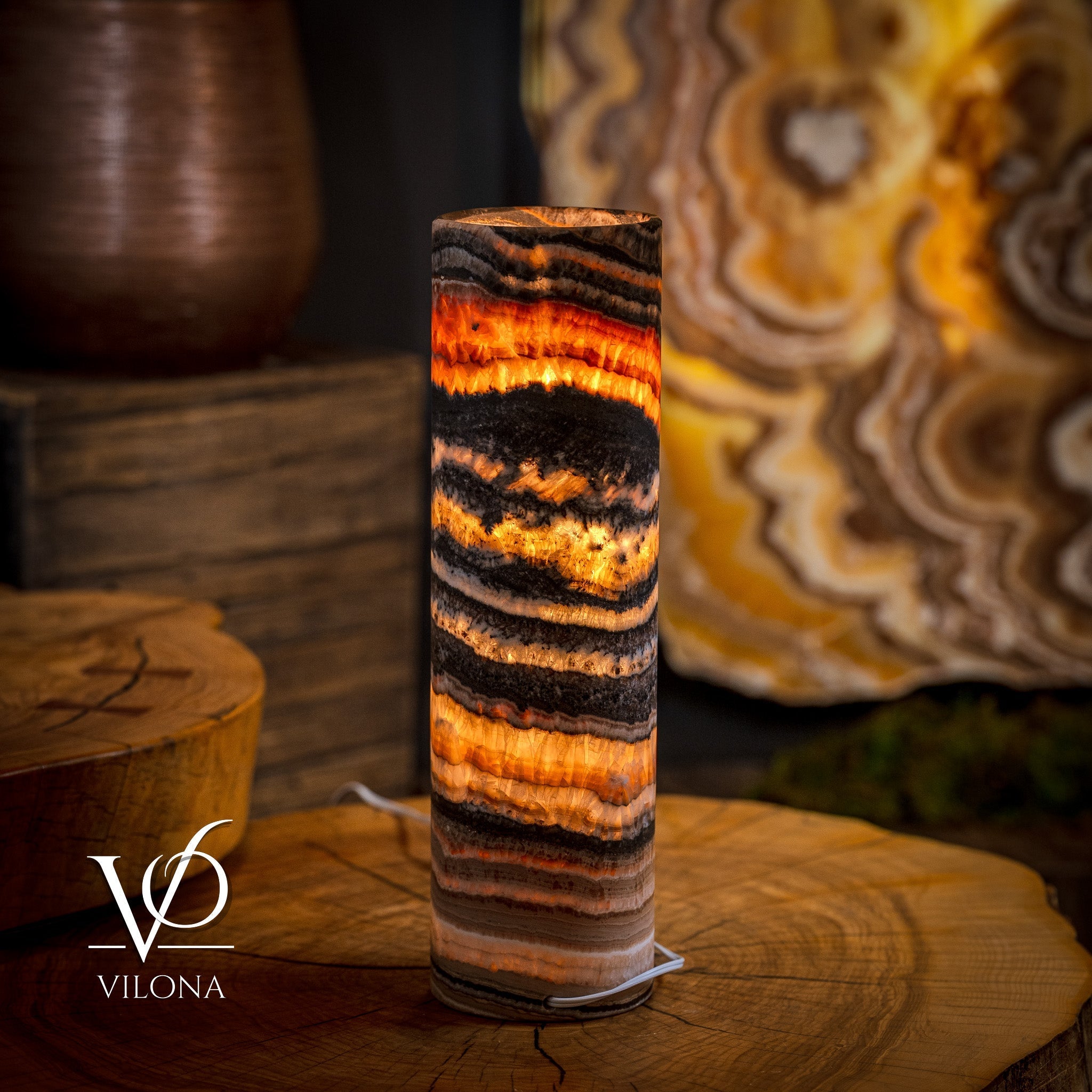 Tangerine Crystal (Onyx Table Lamp #41)