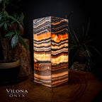 Tangerine Sierra Onyx Lamp (Medium Square Table Lamp #1)