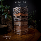 Tangerine Sierra Onyx Lamp (Medium Square Table Lamp #1)