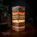Tangerine Sierra Onyx Lamp (Medium Square Table Lamp #1)