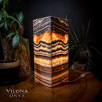 Tangerine Sierra Onyx Lamp (Medium Square Table Lamp #2)