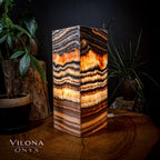 Tangerine Sierra Onyx Lamp (Medium Square Table Lamp #2)