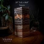 Tangerine Sierra Onyx Lamp (Medium Square Table Lamp #2)
