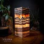 Tangerine Sierra Onyx Lamp (Medium Square Table Lamp #2)