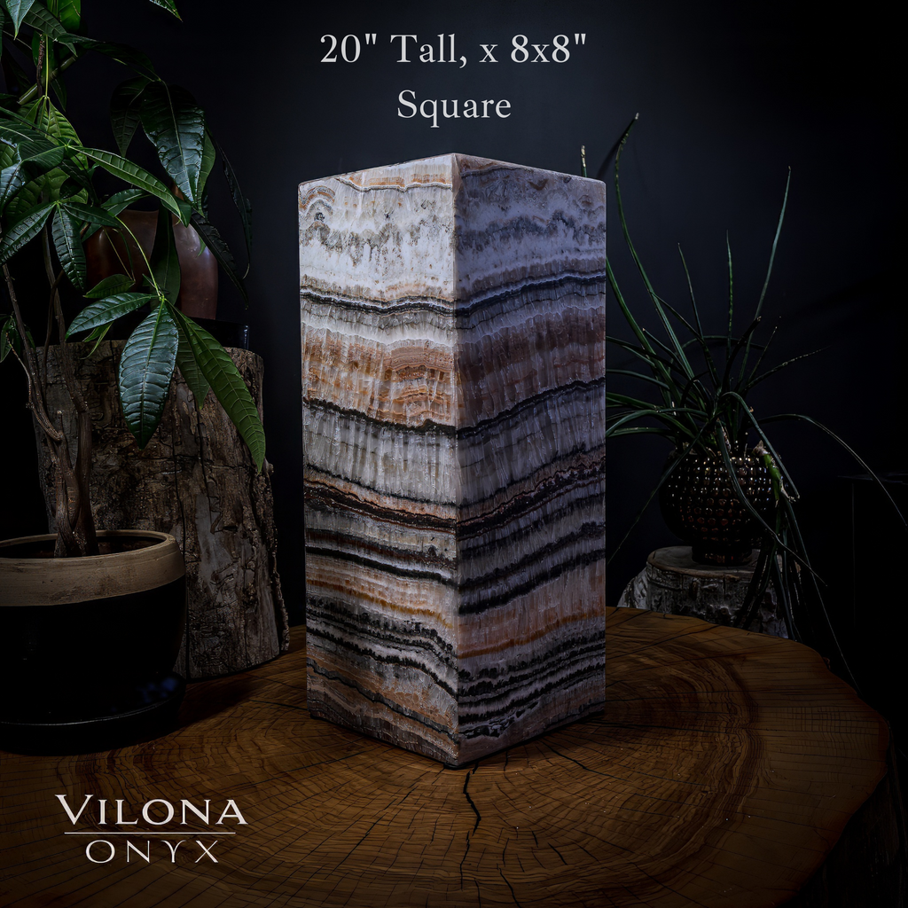 Tangerine Sierra Onyx Lamp (Medium Square Table Lamp #5)