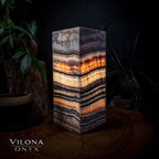 Tangerine Sierra Onyx Lamp (Medium Square Table Lamp #5)