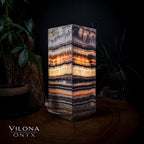Tangerine Sierra Onyx Lamp (Medium Square Table Lamp #5)