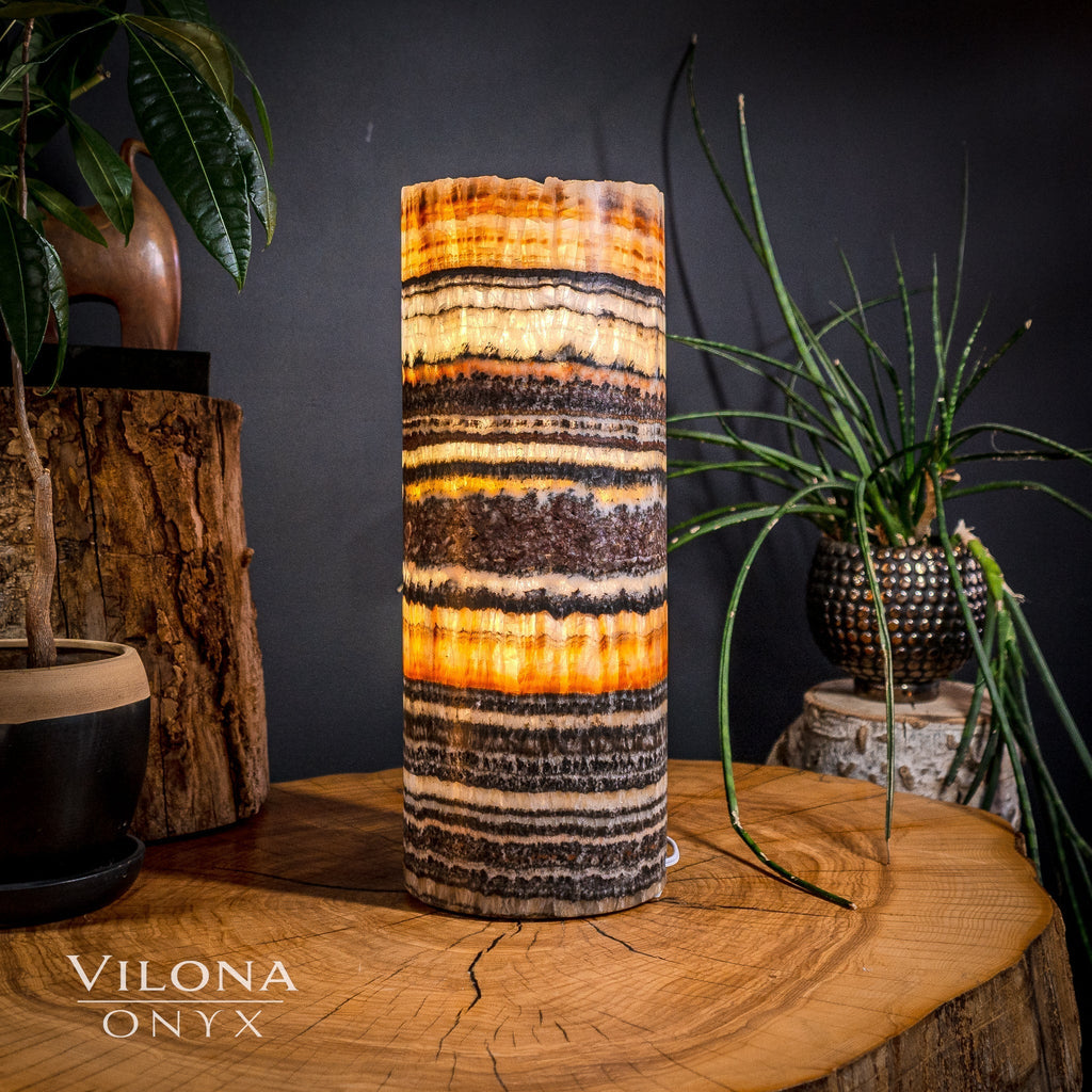 Tangerine Sierra Onyx Lamp (Medium Table Lamp #10)
