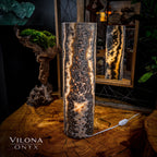 Tangerine Onyx Table Lamp - 20" Tall, x 5.5" Diameter - Live Edge (Medium #12)