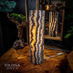 Tangerine Onyx Table Lamp - 20" Tall, x 5.5" Diameter - Live Edge (Medium #12)