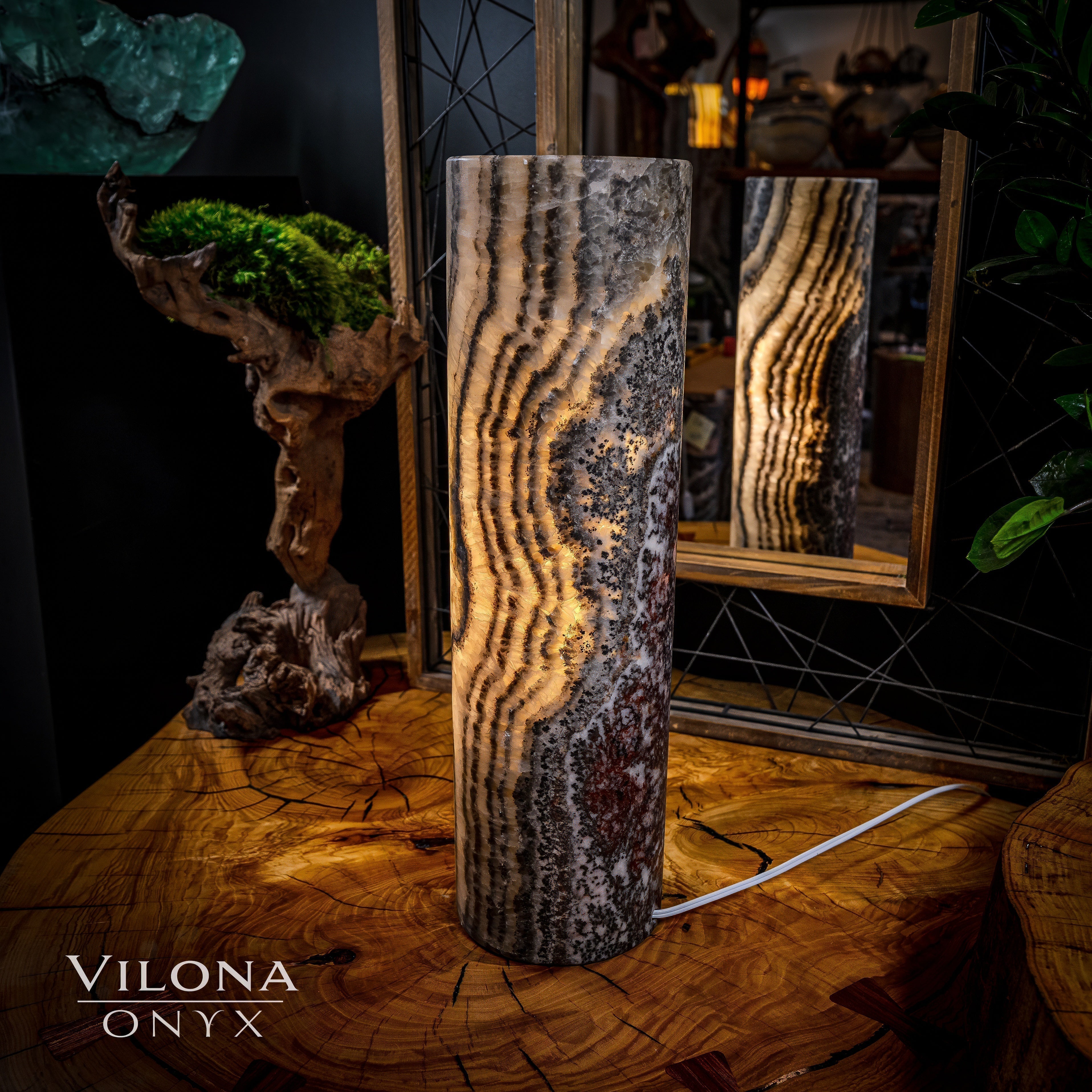 Tangerine Sierra Onyx Lamp (Table Lamp #13)