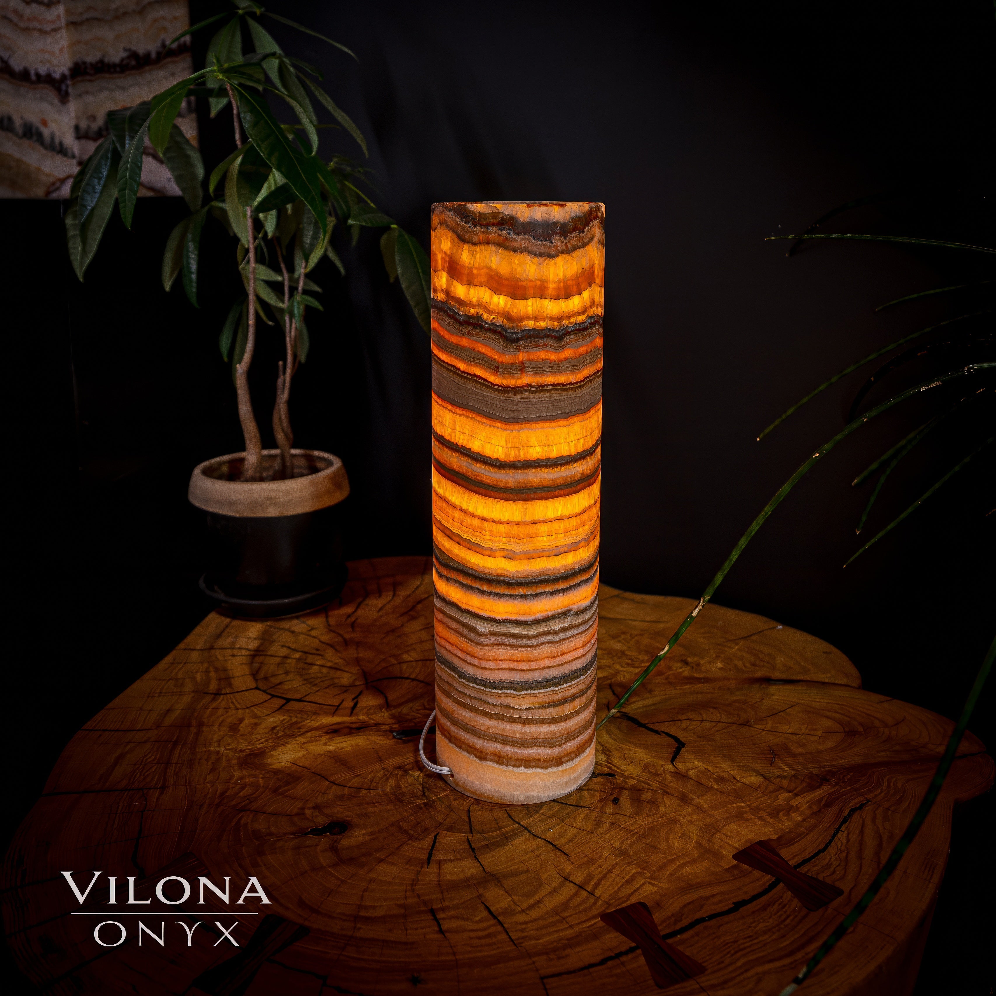 Tangerine Sierra Onyx Lamp (Table Lamp #18)