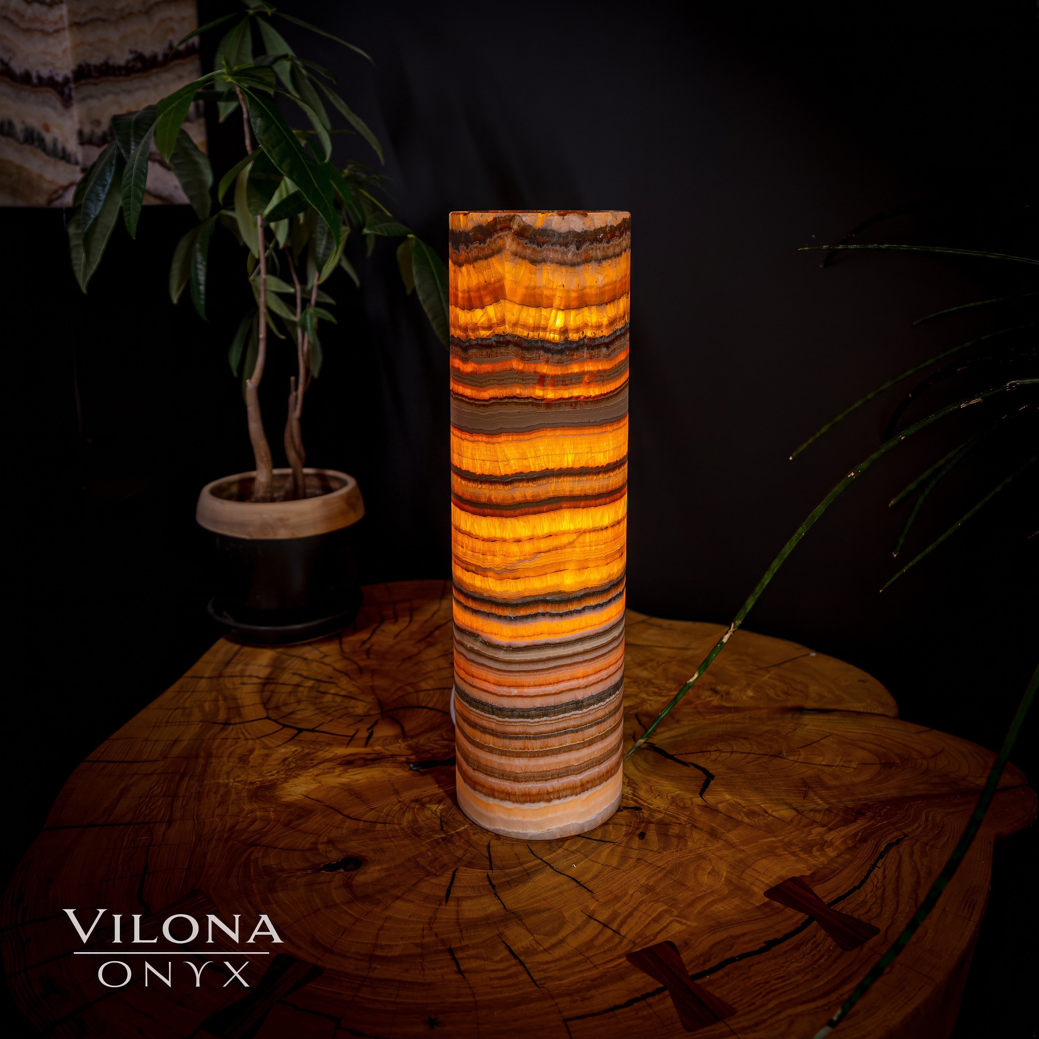 Tangerine Sierra Onyx Lamp (Table Lamp #18)