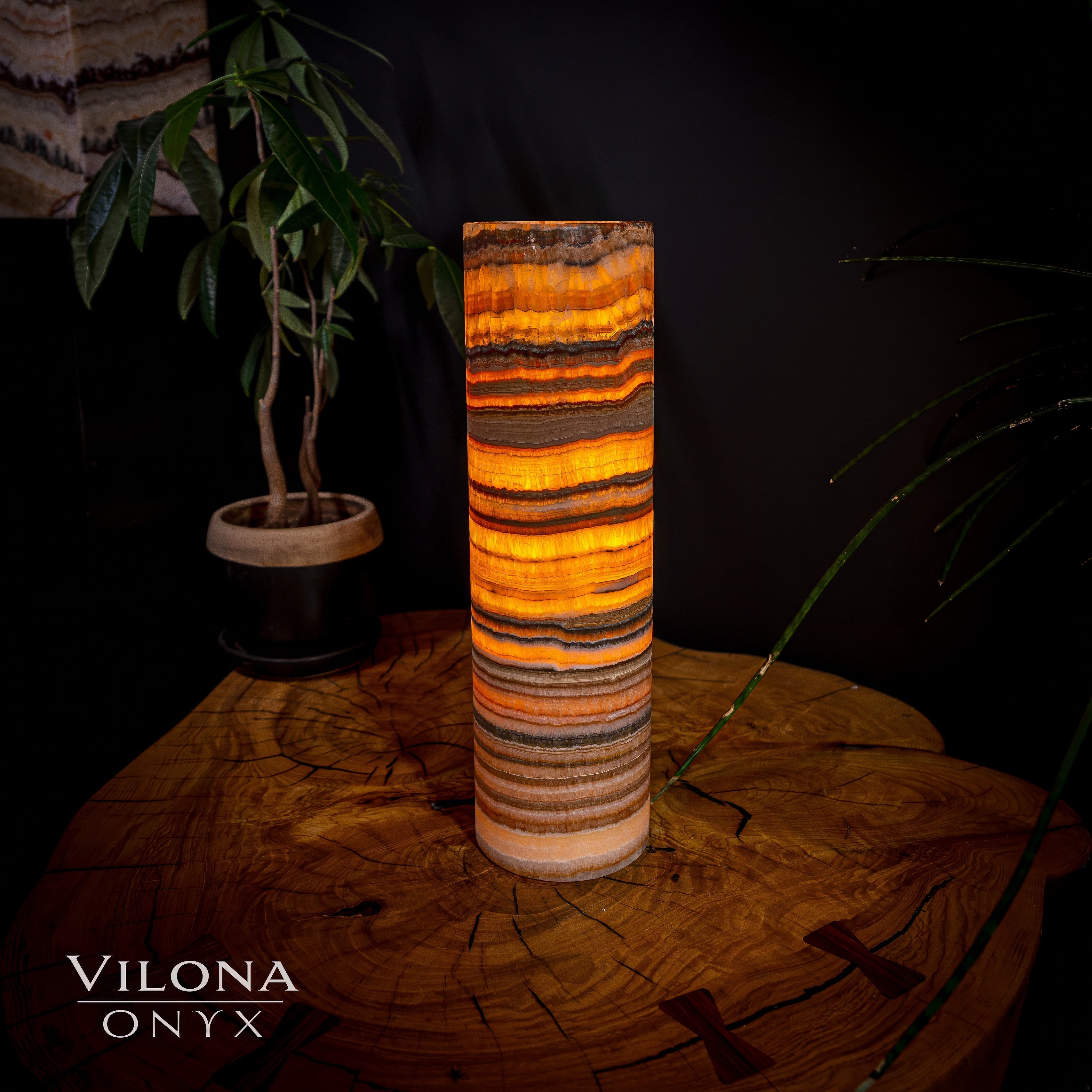 Tangerine Sierra Onyx Lamp (Table Lamp #18)