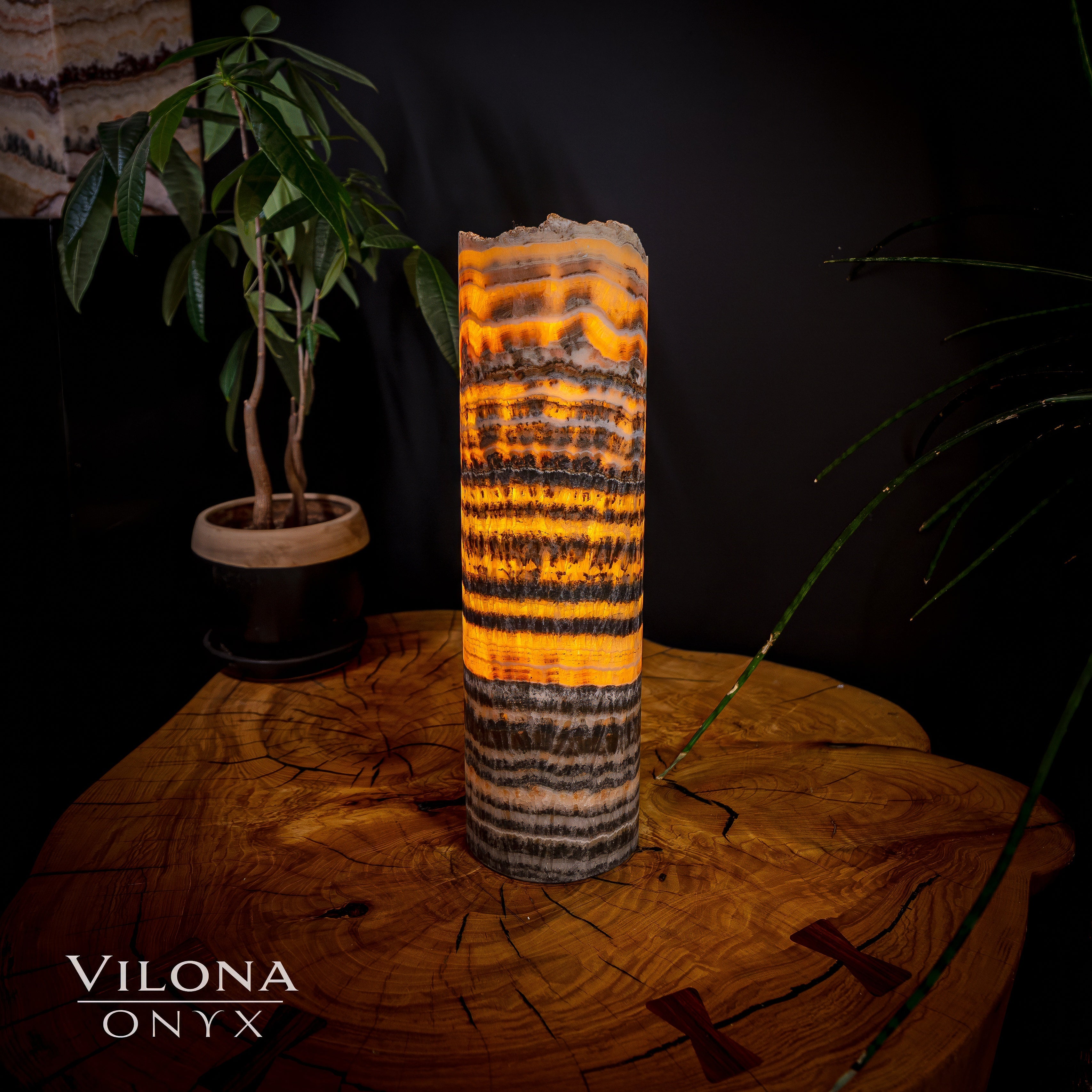 Tangerine Sierra Onyx Lamp (Table Lamp #23)