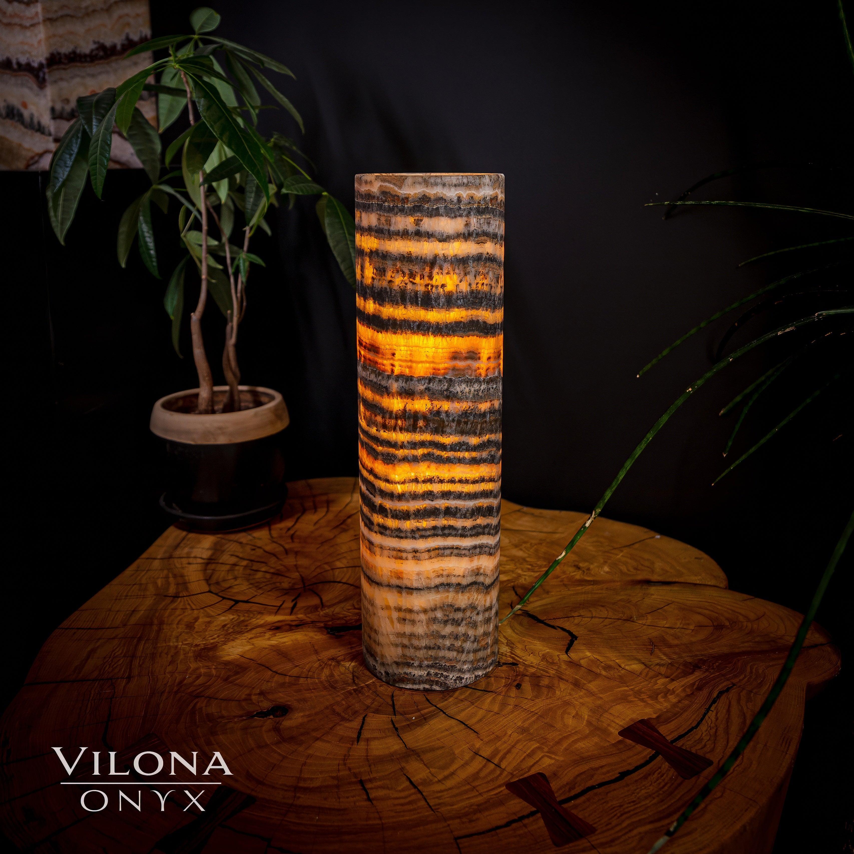 Tangerine Sierra Onyx Lamp (Table Lamp #26)