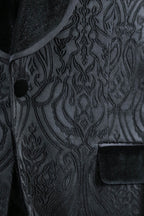 Baroque Patterned Velvet Shawl Collar Vest With Black Tuxedo- Wessi