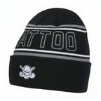 Cuffed 'Tattoo' Knit Beanie (Tattoo Black)