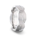 ENDURE Interlocking Infinity Symbol Flat Brushed Titanium Men's Wedding Band With Polished Grooves - 8mm