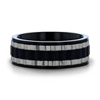 GEAR Two Toned Wavy Centered Brushed Black Titanium Men's Wedding Band With Flat Polished Edges - 8mm