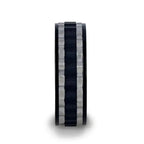 GEAR Two Toned Wavy Centered Brushed Black Titanium Men's Wedding Band With Flat Polished Edges - 8mm