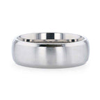 DUSTIN Chrome-Plated Titanium Domed Brushed Center Men's Wedding Ring with Polished Beveled Edges - 8mm